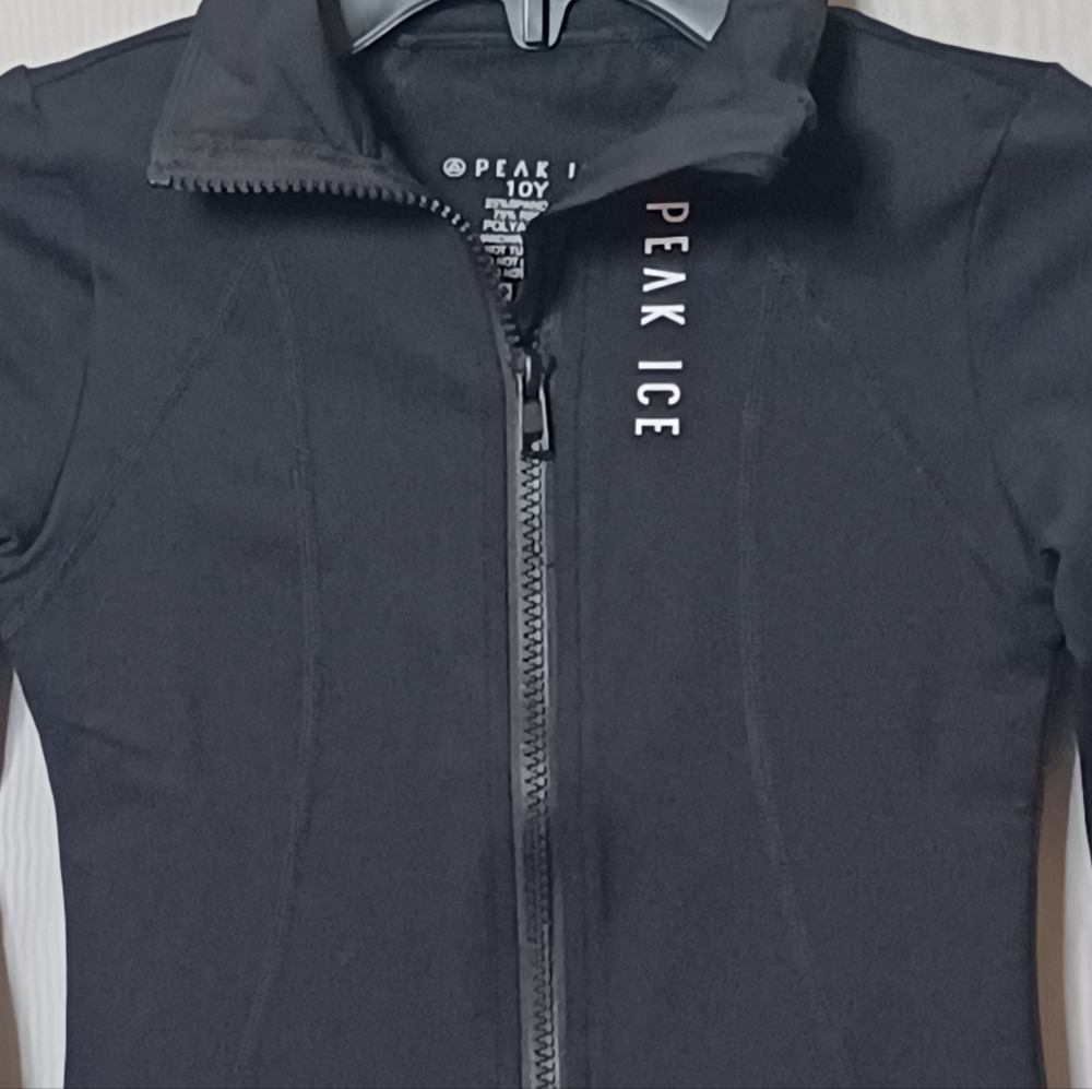 PEAK ICE Girls Black Zipper Closure Front Ice Skating Light Weight Jacket. 10Y - Picture 5 of 11